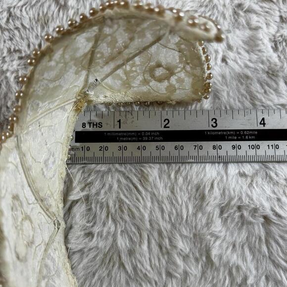 Vintage Bridal Lace Crown Tiara Gold Beaded Heart & Sequin Wedding Headpiece